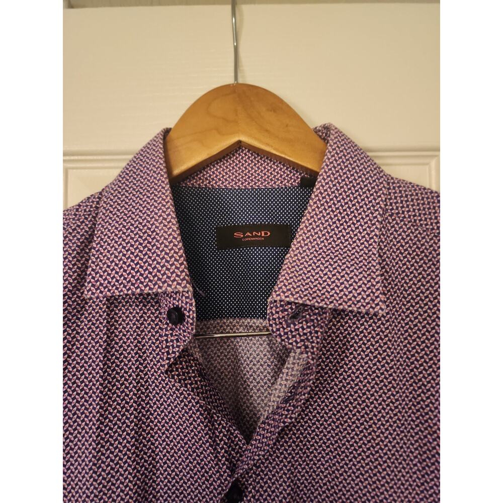 SAND COPENHAGEN Men's Long Sleeve Button Down Shirt Pattern Size 42 Large